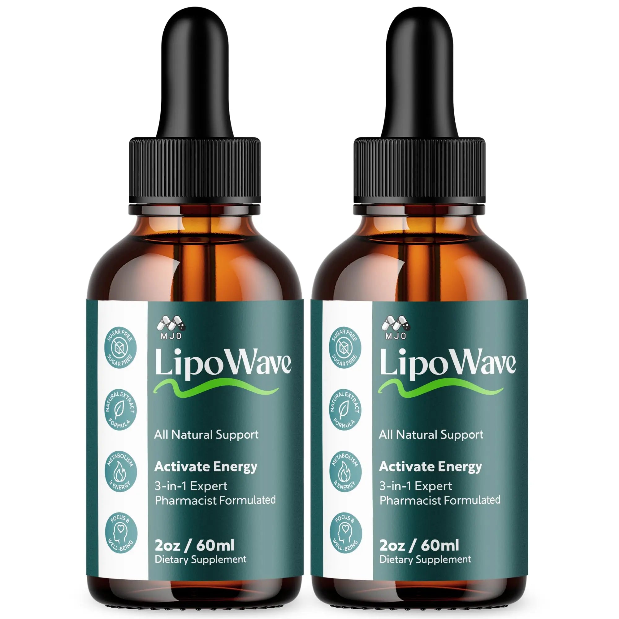(2 Pack) Lipowave Drops, Official LipoWave Drops with All Natural Ingredients, Advanced Overall Health and Wellness Vitamin Supplement Formula for Maximum Strength Multivitamin Support (60 Servings) MJOAu supplements