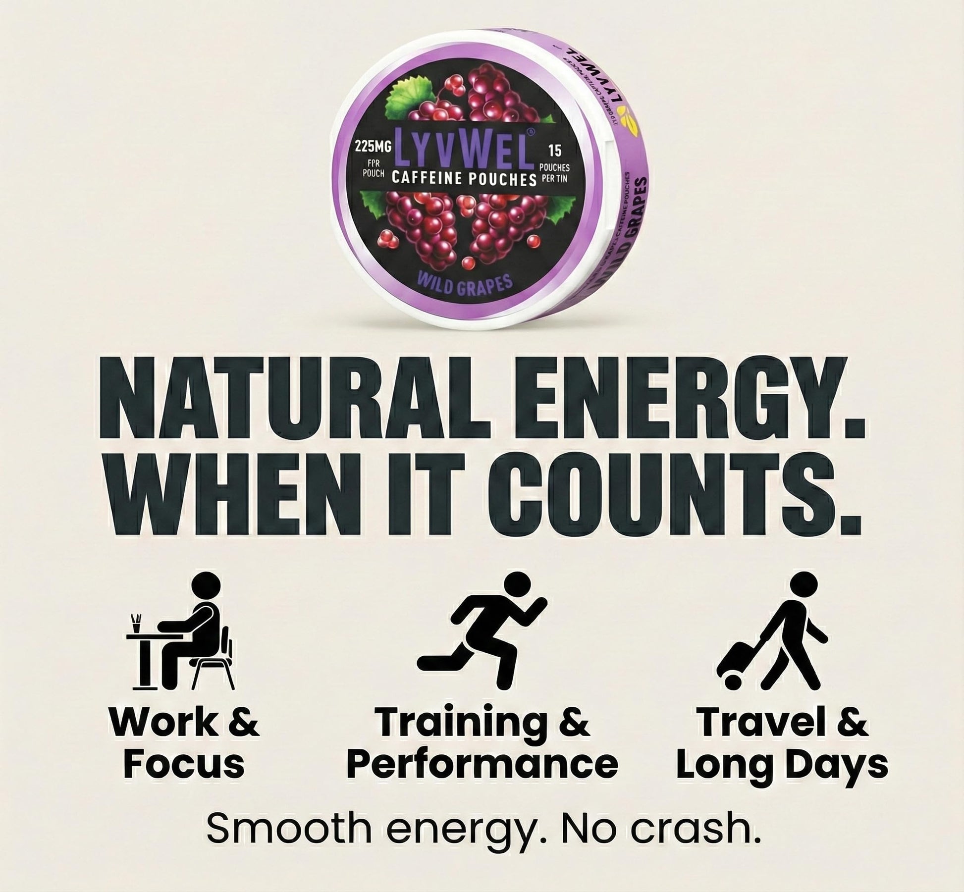 LyvWel 225mg Caffeine Energy Pouches | Nootropic Focus & Neuro Support | Tobacco-Free, Nicotine-Free, Quick Energy Solution | 3-Pack: 45 Pouches (3 Pack, Watermelon Ice, Pink Lemonade, Wintergreen) LyvWelAu supplements
