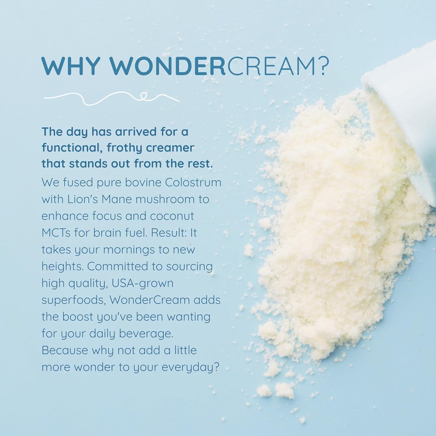 WONDERCOW Bovine Colostrum Superfood Creamer Supplement Powder w/Organic Lions Mane Mushroom & Coconut Milk Powder MCTs | Functional Sugar Free Keto Coffee, Smoothie & Drink Mix Unsweetened WONDERCOWAu supplements