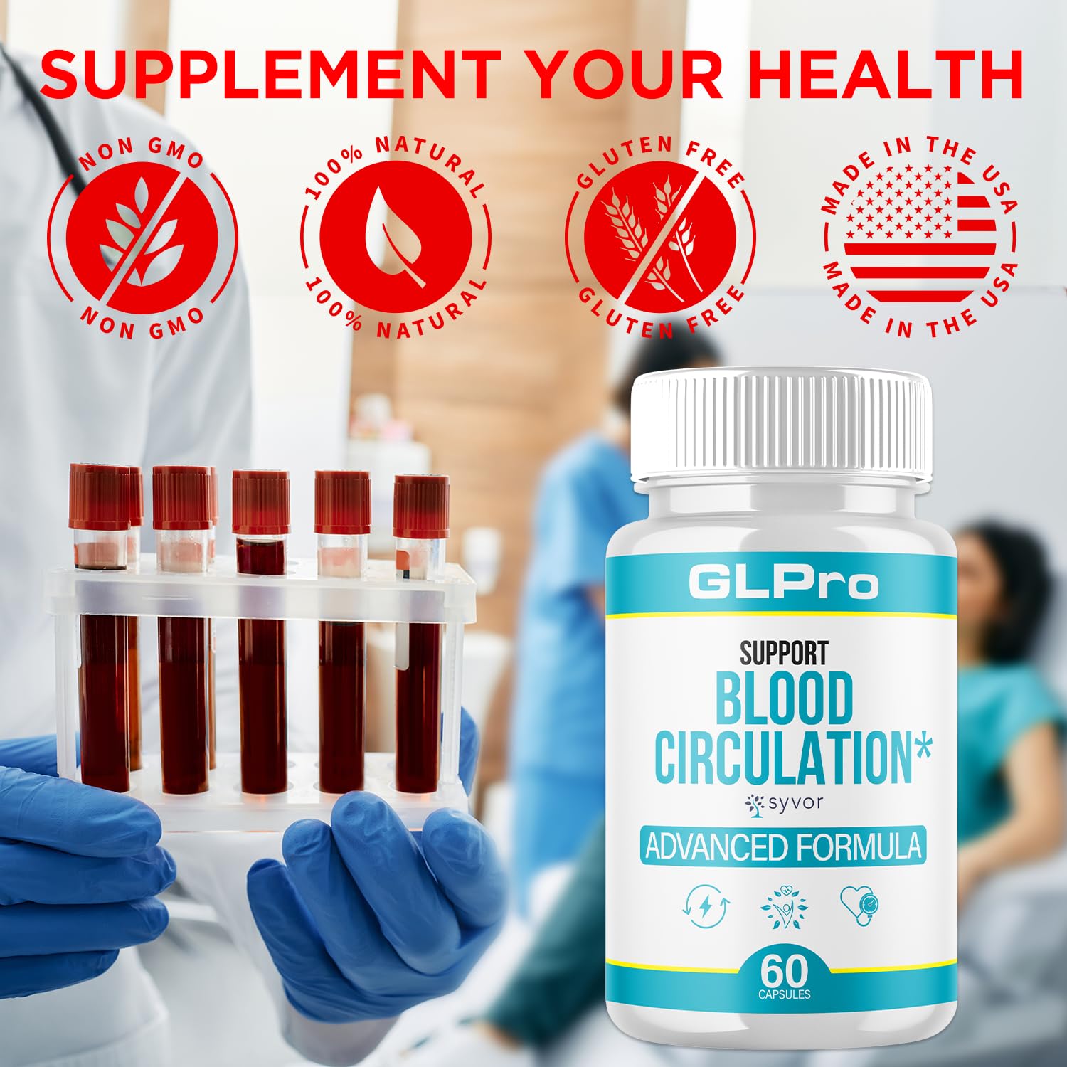 GLPro Blood Capsules, Official GLPro Blood Health Support Pills with All Natural Ingredients, Advanced Formula Supplement with Maximum Strength Premium Vitamins for Women and Men (60 Capsules) SyvorAu supplements