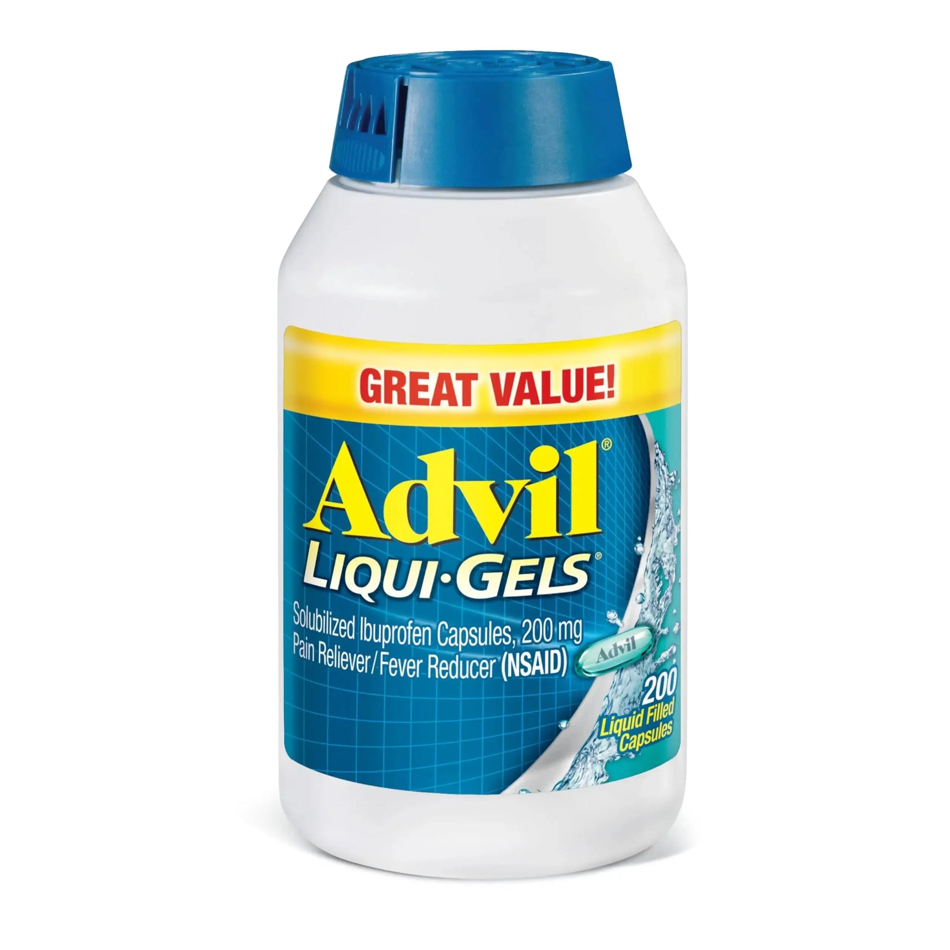 Advil Liqui-Gels Pain Reliever and Fever Reducer, Pain Medicine for Adults with Ibuprofen 200mg for Headache, Backache, Menstrual Pain and Joint Pain Relief - 200 Liquid Filled Capsules AdvilAu supplements