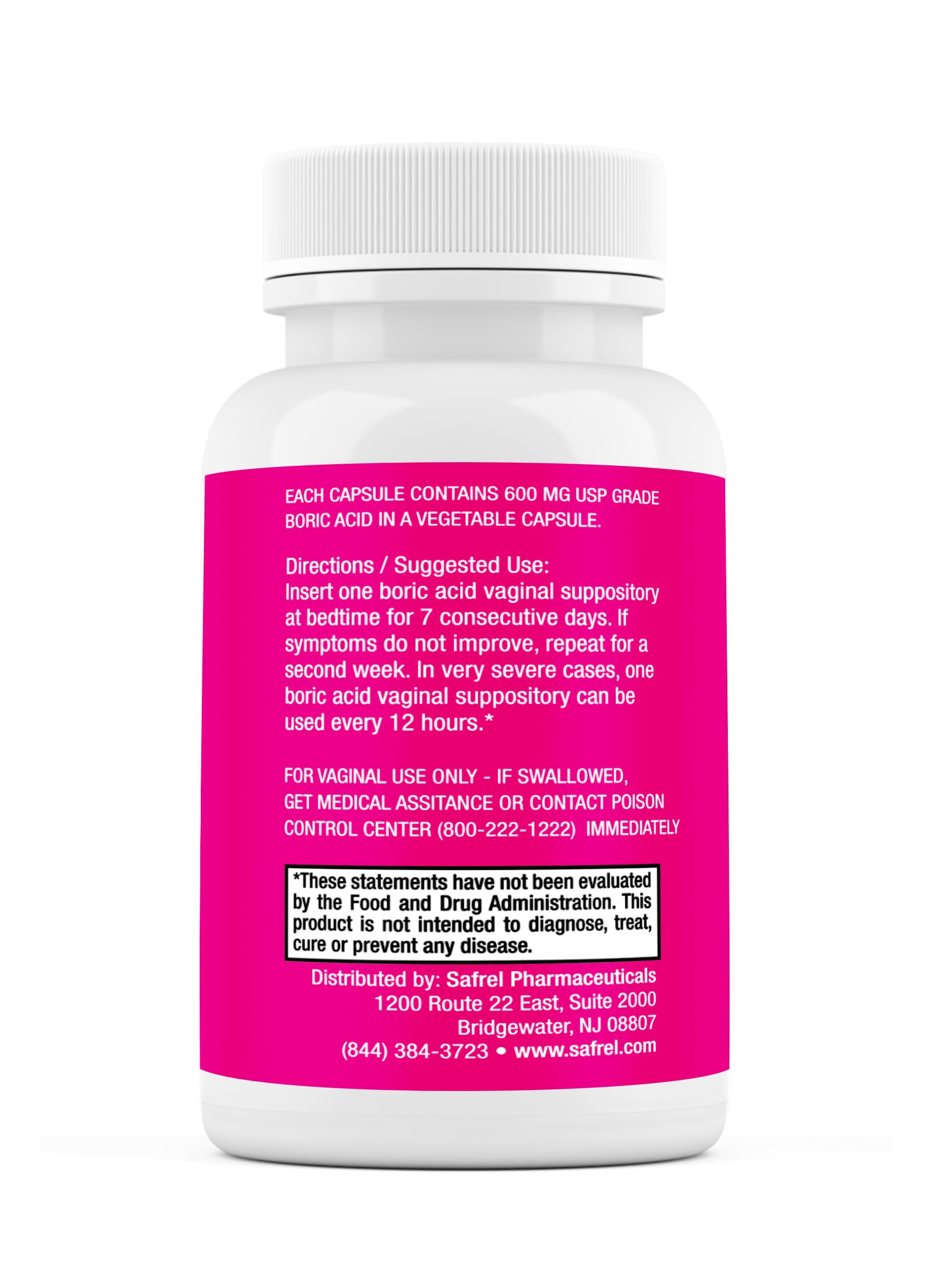 Safrel Boric Acid Vaginal Suppositories - 100% Pure Made in USA - Intimate Health Support SafrelAu supplements