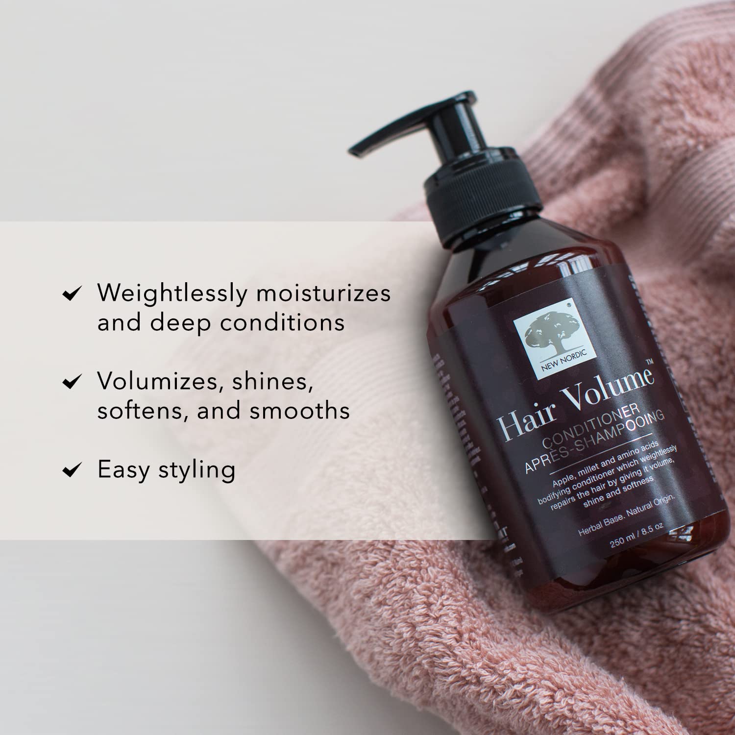 New Nordic Hair Volume Conditioner, Creamy Herbal Recipe to Weightlessly Hydrate, Volumize, Soften & Shine, Vegan, Clean Ingredients, 8.5 Fl Oz NEW NORDICAu supplements