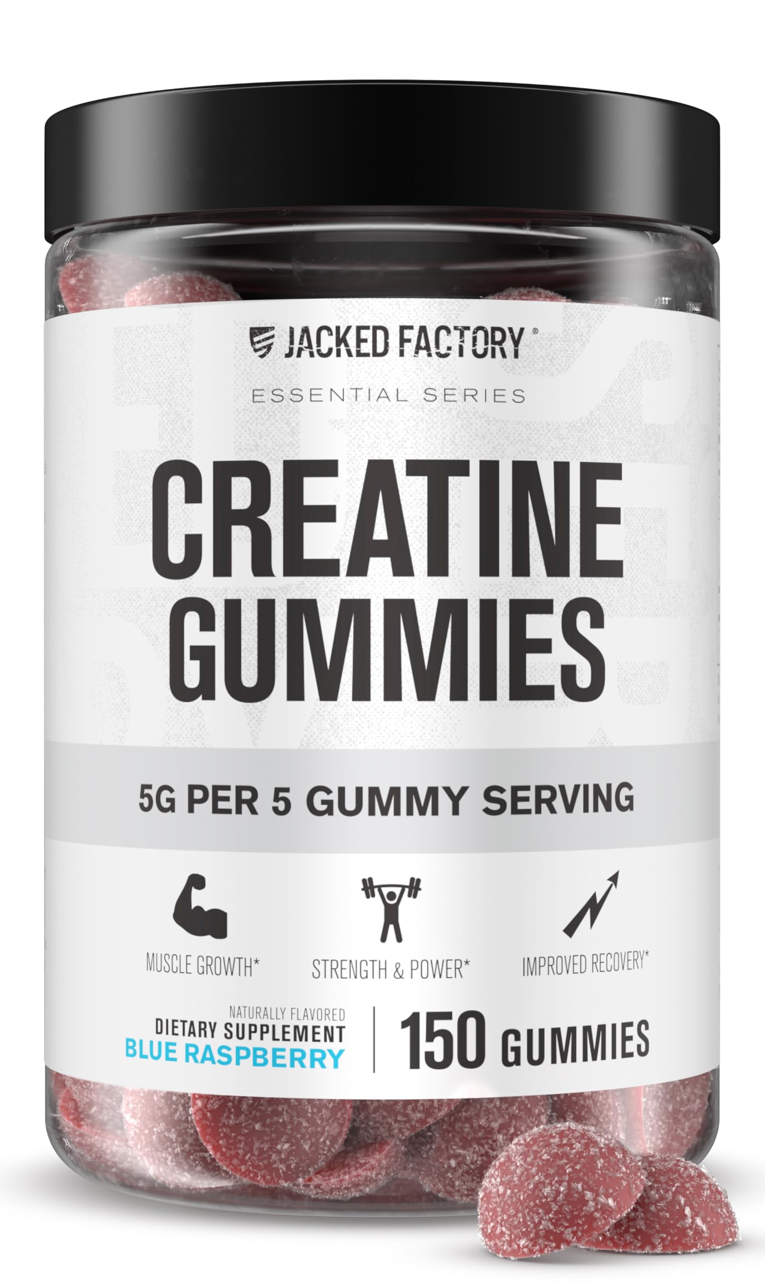 Jacked Factory Creatine Gummies 5g Daily Dose (1g per Gummy) - Creatine Gummy for Men and Women, Vegan-Friendly, Travel-Friendly, Third-Party Tested - 150 Gummies, Blue Raspberry Jacked FactoryAu supplements