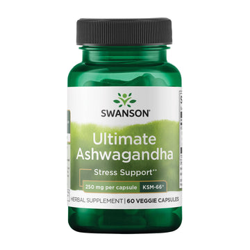 Swanson Ultimate Ashwagandha KSM-66 - Herbal Supplement Supporting Healthy Stress Levels & Relaxation - Natural Formula to Promote a Calm & Relaxed Mindset - (60 Veggie Capsules, 250mg Each) SwansonAu supplements