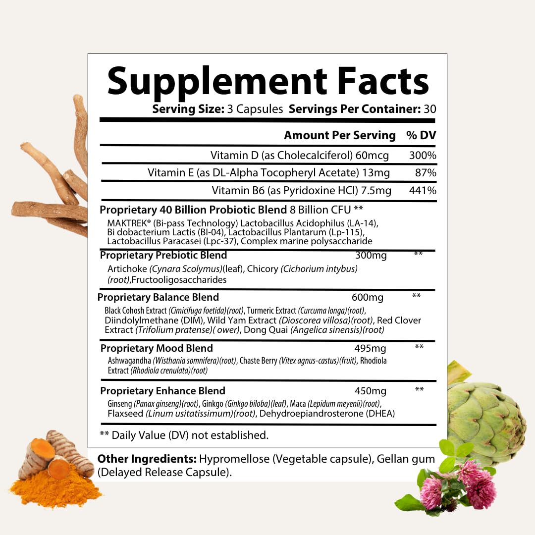 Besti Supplements Daily Perimenopause Support – Probiotic & Prebiotic Blend – Supports Overall Well-Being – 90 Capsules BestiAu supplements