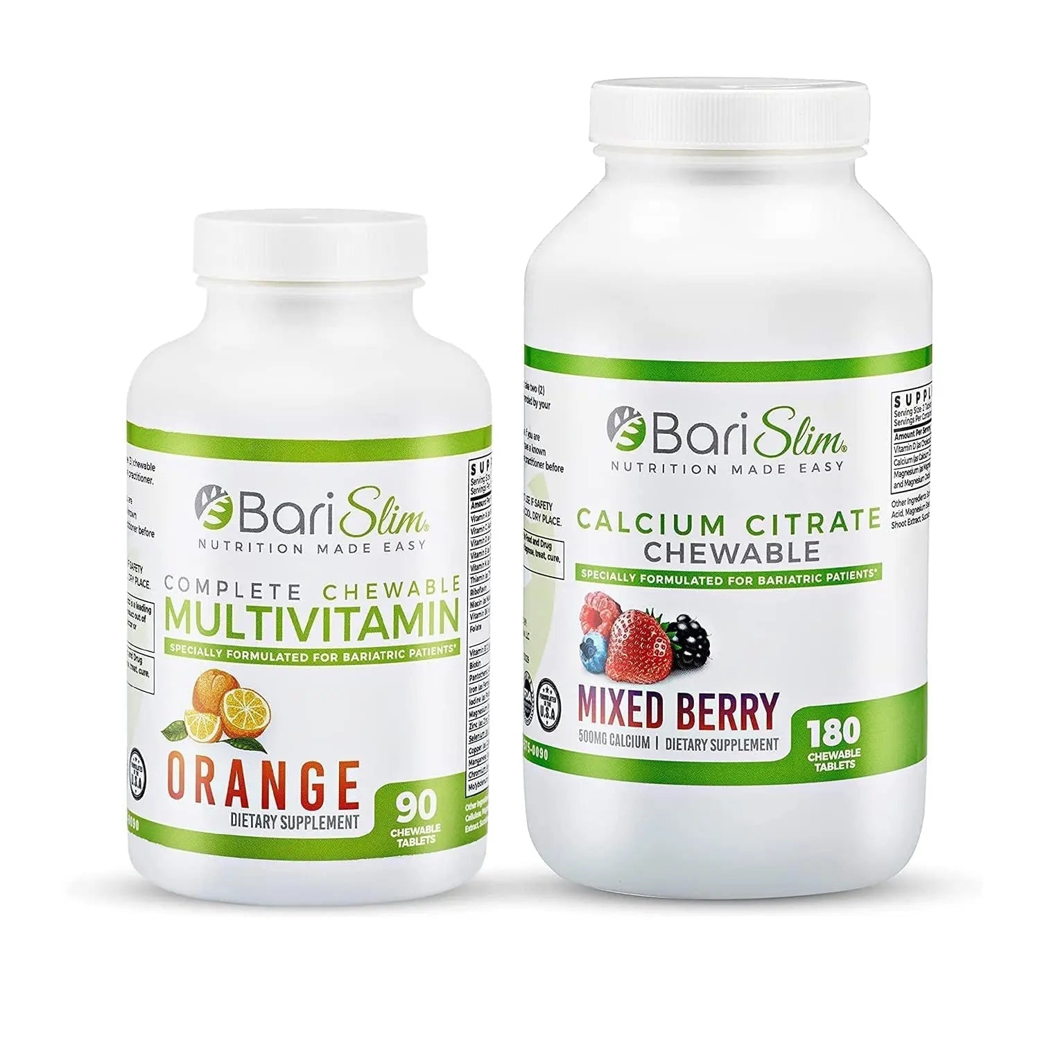 BariSlim Bariatric Calcium Citrate & Complete Chewable Multivitamin - Bariatric Vitamin and Supplement for Post Bariatric Surgery Including Gastric Bypass and Gastric Sleeve BariSlimAu supplements