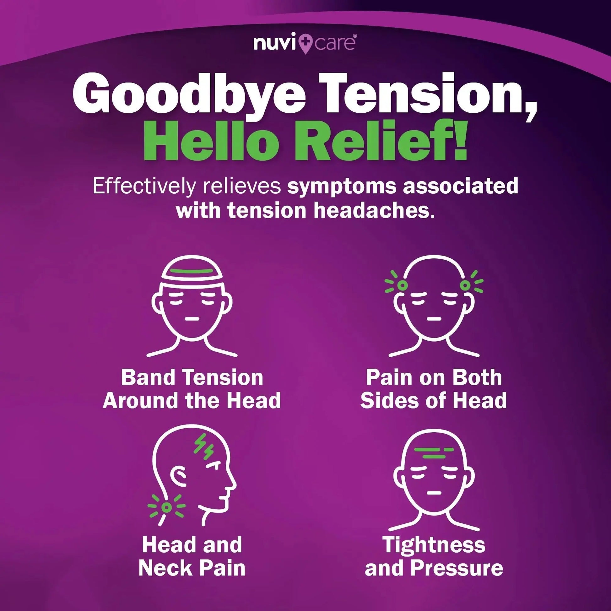 Nuvicare Tension Headache Relief Pills with 500mg Acetaminophen and 65mg Caffeine - Non Aspirin Pain Reliever Aid - Compare to Active Ingredient in Aspirin Free Excedrin Tension Headache (100 Caplets) NUVICAREAu supplements