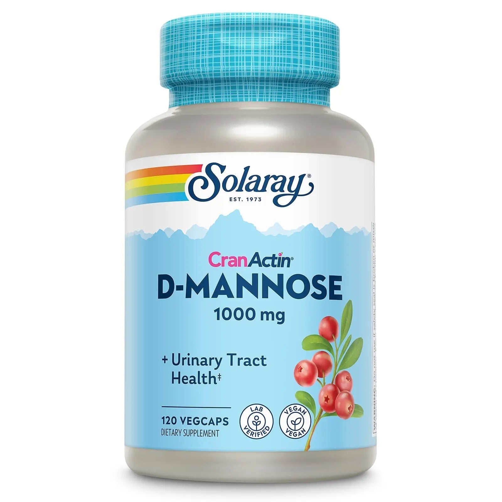 SOLARAY D-Mannose 1000mg with CranActin Cranberry Supplement 400mg, Urinary Tract Health & Bladder Support Capsules with Vitamin C, Vegan, 60 Day Guarantee, 60 Servings, 120 VegCaps (120 CT) SOLARAYAu supplements