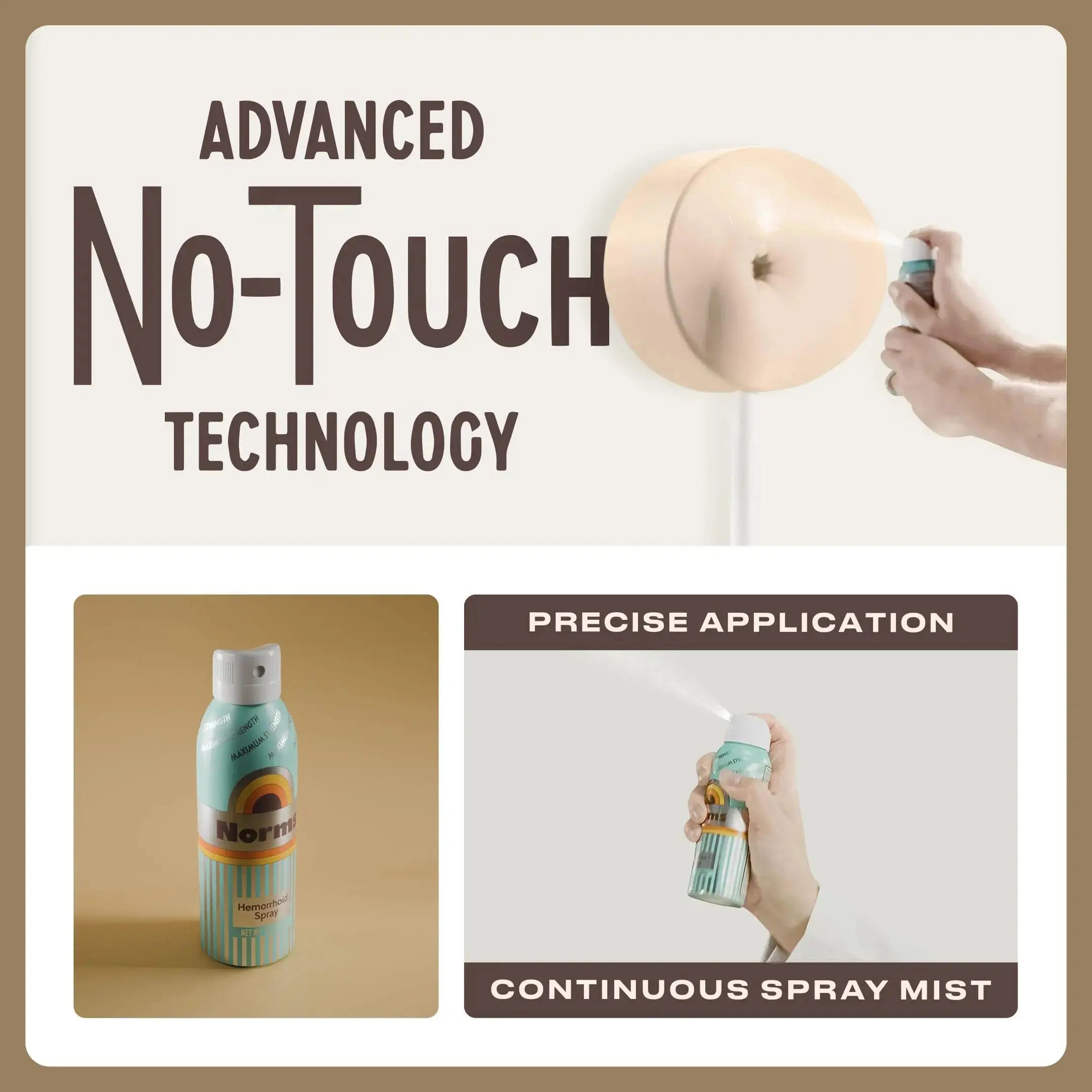 Norms Cooling Hemorrhoid Spray, Maximum Strength Touch-Free Relief with Phenylephrine, Witch Hazel, Aloe, Shrinks Swelling, Calms Itching, Soothes on Contact, 3oz Spray NormsAu supplements