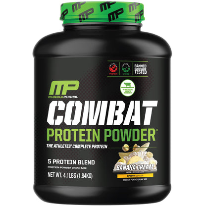 MusclePharm Combat Protein Powder, Banana Cream - 4 lb - Gluten Free - 52 Servings Muscle PharmUS supplements