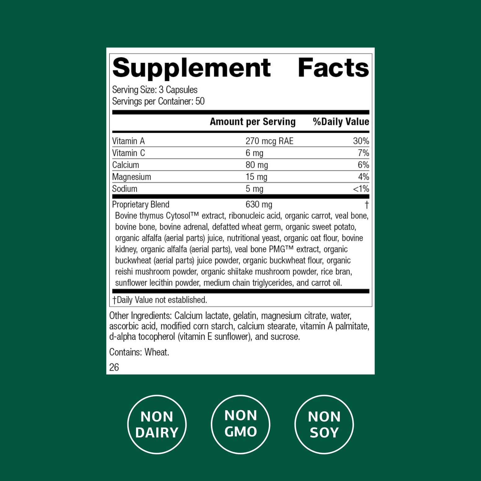 Standard Process Inc. Congaplex - Thymus Gland Support Supplement - Immune Health with Calcium Lactate, Magnesium, Vitamin C & Vitamin A - Immune System Aid with Mushroom Powder - 150 Capsules Standard Process Inc.Au supplements