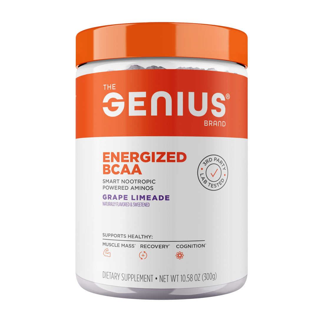 Genius BCAA Powder - 5g Vegan BCAAs L-Glutamine, Cognizin & Rhodiola Muscle Recovery Energy Support 100mg Caffeine Pre, Intra, Post-Workout Nootropic Supplement for Focus & Performance - Grape Limeade The Genius BrandUS supplements