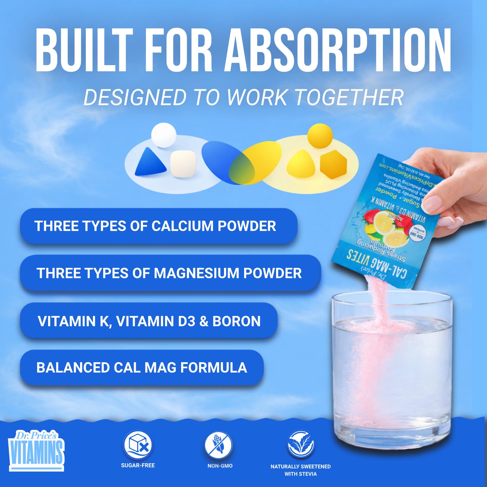 Dr. Price’s Cal-Mag Vites – Strawberry Lemon, 30 Packs | Calcium Magnesium Powder Packets + Vitamin D3, K & Boron | Calming Bone & Muscle Support for Kids & Adults | Doctor-Formulated, Made in USA Dr. Price's VitaminsAu supplements