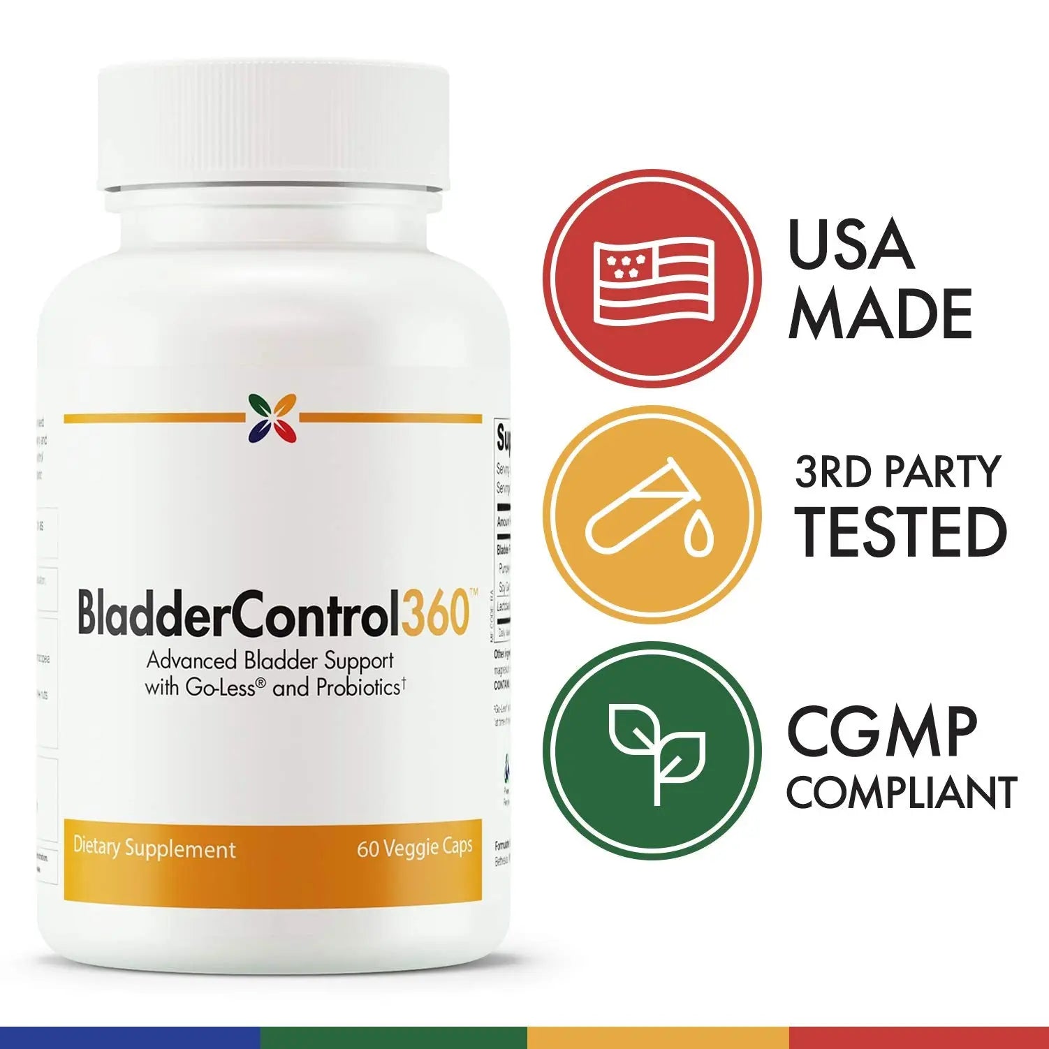 Stop Aging Now - BladderControl360 Formula - Bladder Control Support - Go-Less & Probiotics - Urinary Health Probiotic Supplement - Lactobacillus Rhamnosus, Pumpkin Seed & Soy Germ Extracts - 60 Vcaps Stop Aging NowAu supplements