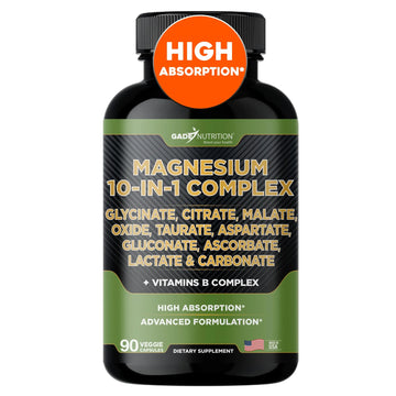 Gade Nutrition Magnesium Complex 10 in 1 - Glycinate, Citrate, Malate, Oxide, Taurate, Aspartate, Gluconate Ascorbate Lactate Carbonate Zinc Copper Manganese & Vitamins 90 Count GADE NUTRITION BOOST YOUR HEALTHAu supplements