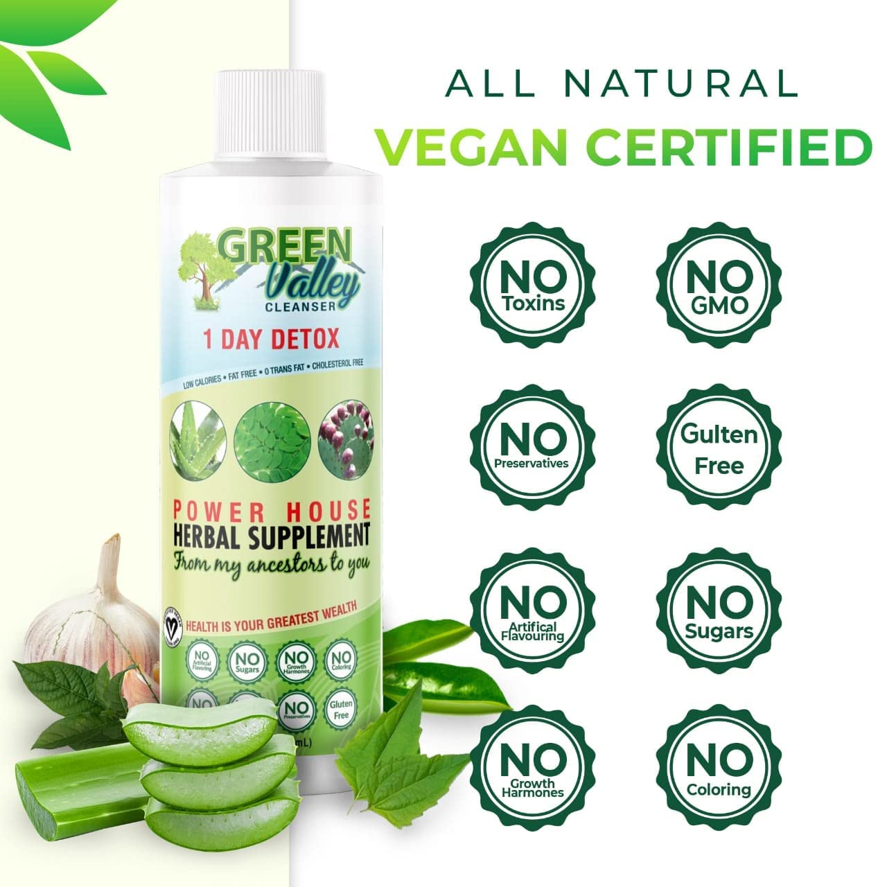 1 Day Colon Liquid Cleanse Formula and Liver Detox - Vegan Friendly, Helps Healthy Digestion Green Valley CleanserUS supplements