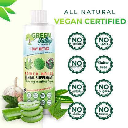 1 Day Colon Liquid Cleanse Formula and Liver Detox - Vegan Friendly, Helps Healthy Digestion Green Valley CleanserUS supplements