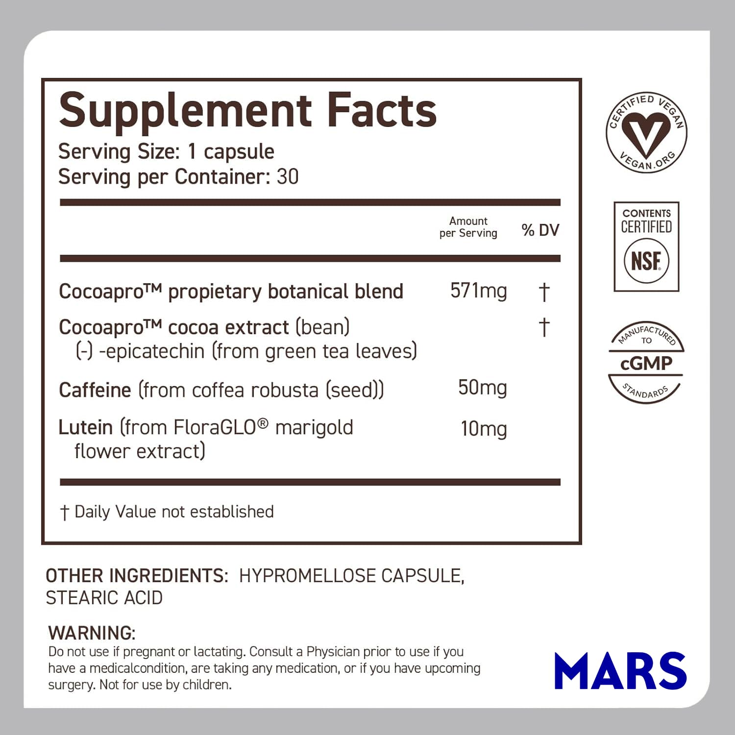 CocoaVia Memory & Focus Brain Supplement, 90 Day, Cocoa Flavanol Blend, Lutein, Added Caffeine for Boost. Improve Cognitive Function, Attention, Vegan & Plant Based, 90 Capsules CocoaViaAu supplements