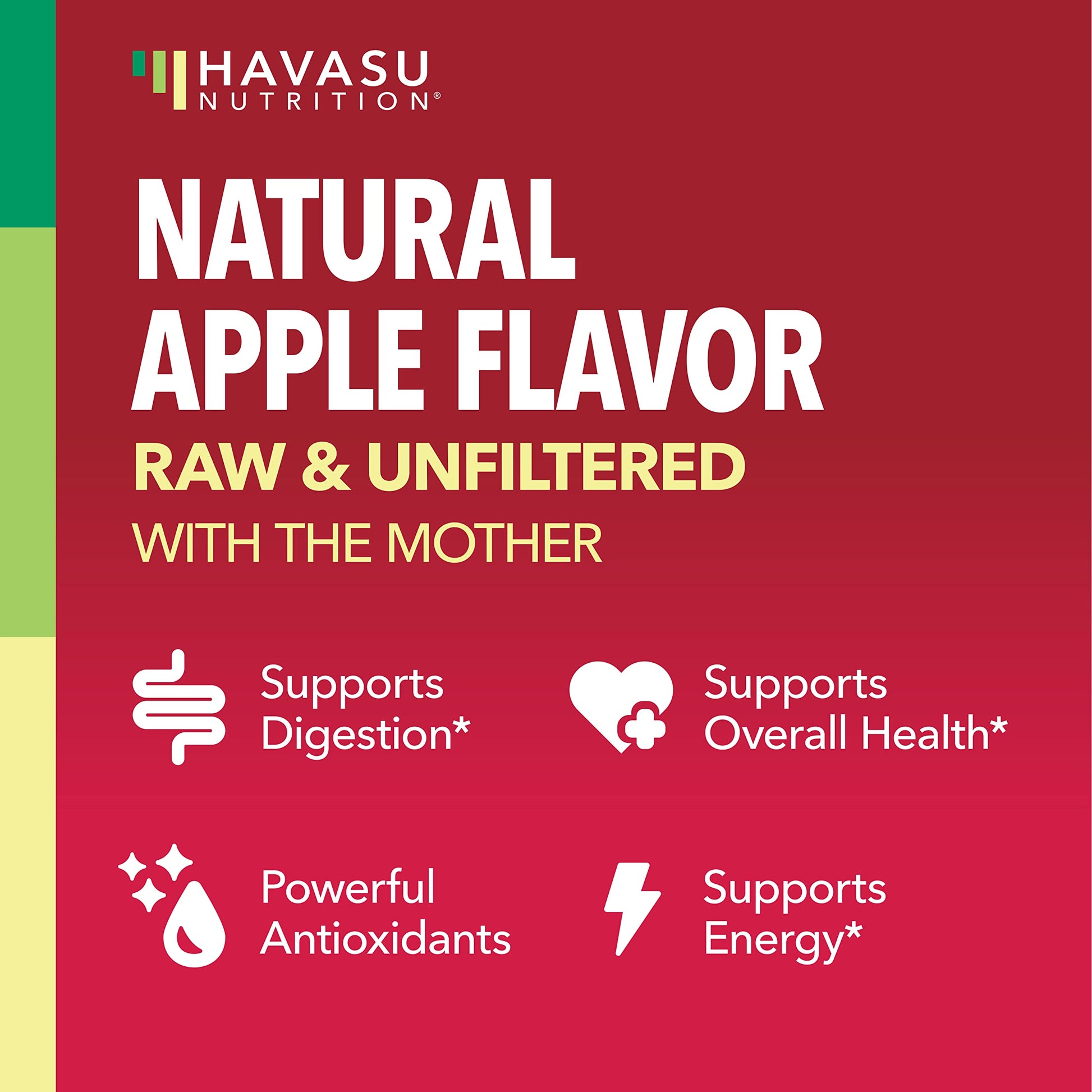 Organic Apple Cider Vinegar Gummies Detox | The Mother Enzyme | ACV Gummy HAVASU NUTRITIONUS supplements