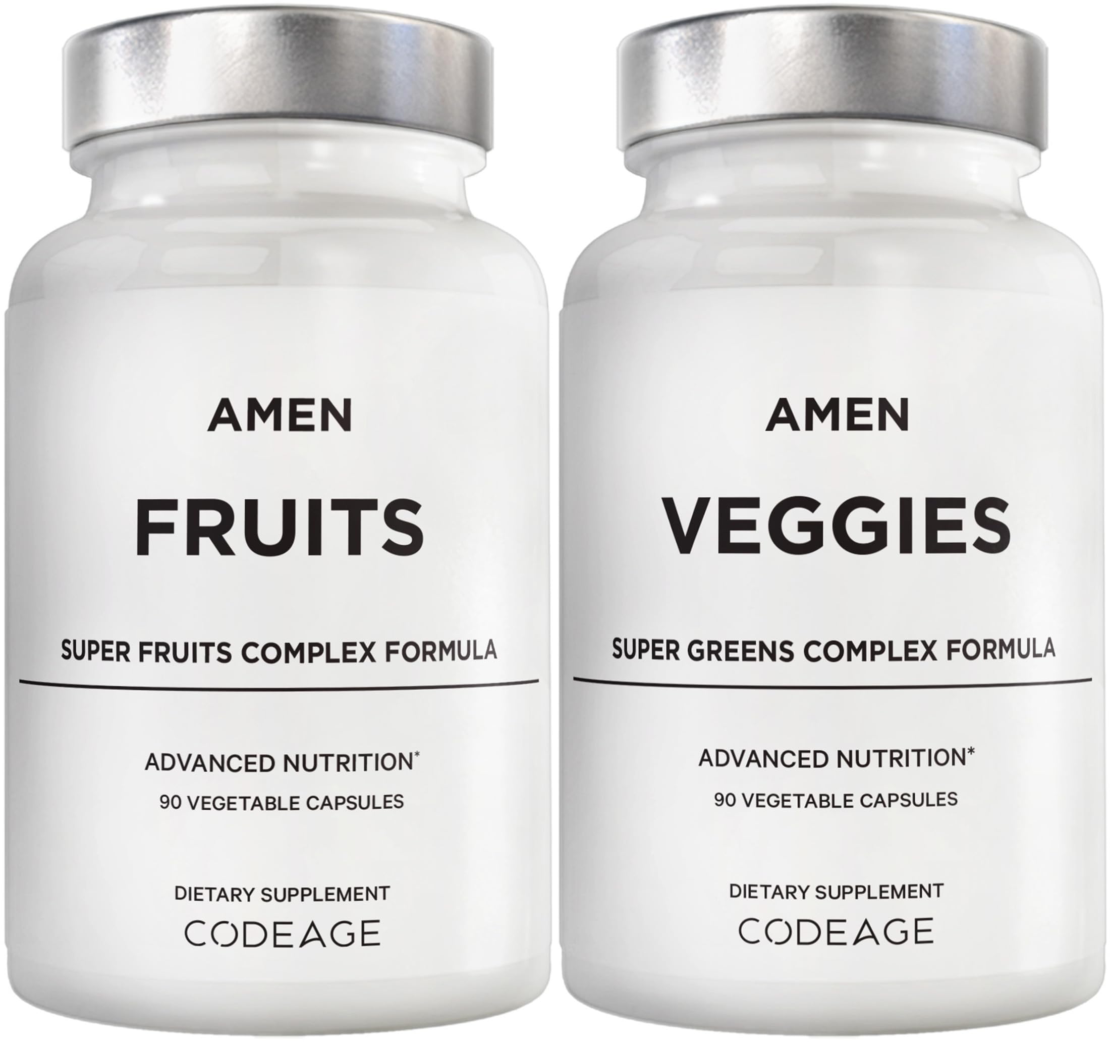 Amen Fruits + Veggies Vitamins Bundle, Raw Whole Food Multivitamin Capsules, Greens Vegetables, Red Fruits & Berries Vegan Blend, Fibers + Phytonutrients Superfood Minerals Supplement, Non-GMO, 180 ct AmenAu supplements