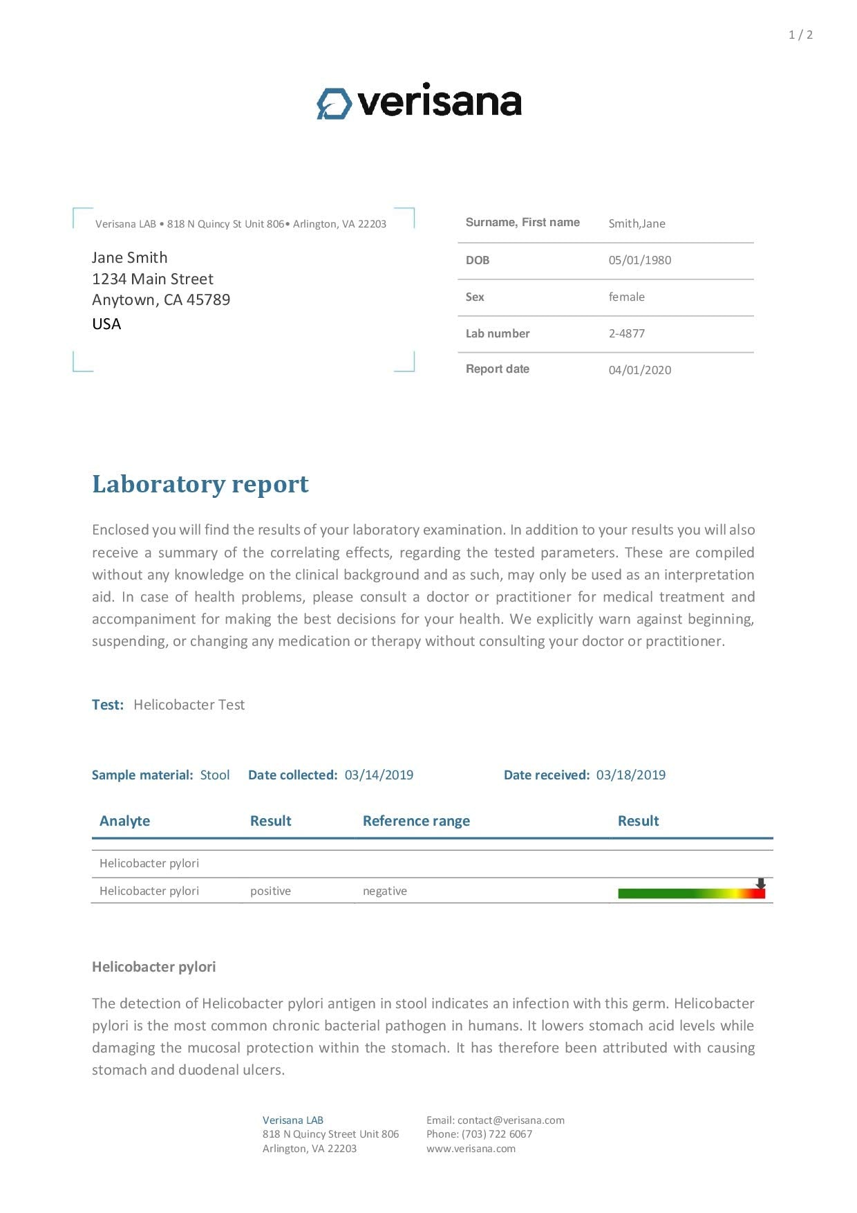 Candida & Helicobacter & Zonulin Test – Lab Testing Kit for Diagnosing Candida, H Pylori and Zonulin VerisanaAu supplements