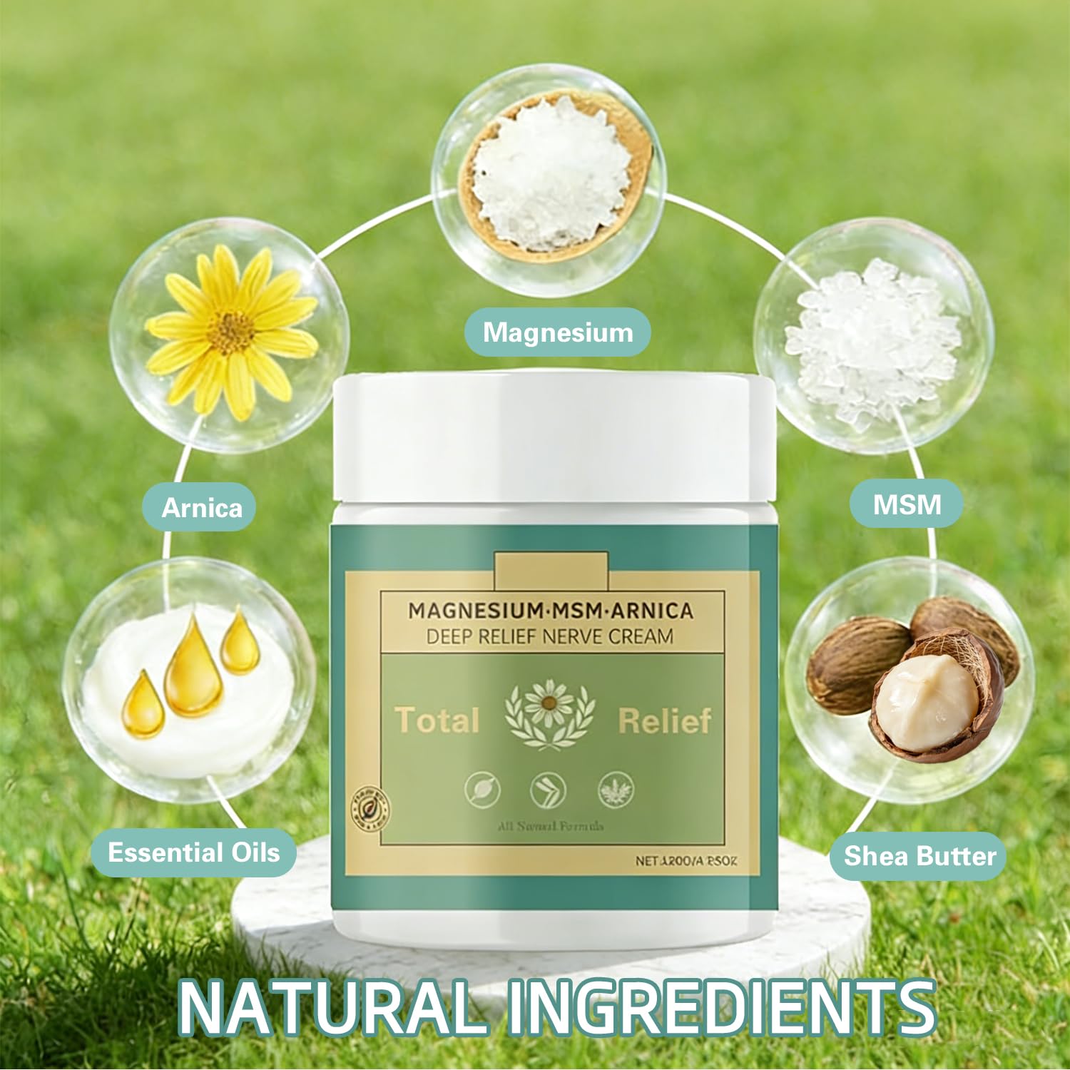 HANGWON Total Relief Magnesium Soothing Cream Advanced nerve Comfort with Arnica, Menthol, MSM,Fast-Absorbing for Relief Joint, Feet, Hands, Legs, Muscles, and Waist, Natural Ingredient -4floz/114g HANGWONAu supplements