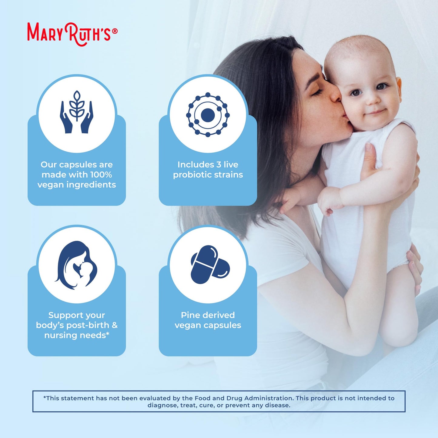 MaryRuth Organics Postnatal Probiotics for Breastfeeding Women | Nursing Probiotic Capsules with Vitamins | Minerals & Antioxidants | 54 Billion CFU | Non-GMO | Vegan | 30 Servings MARYRUTH'SUS supplements