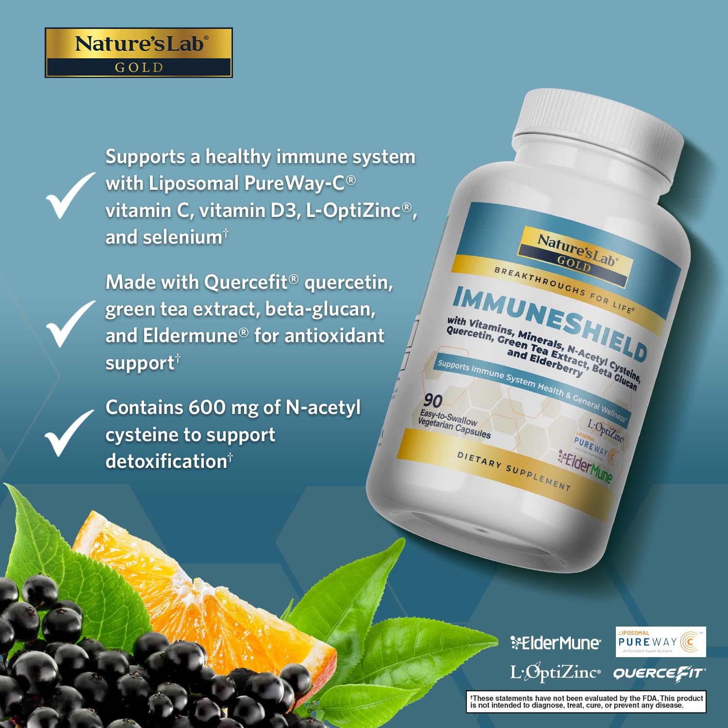 Nature's Lab Gold ImmuneShield - Supports Immune System Health & General Wellness* - 90 Capsules (30 Day Supply) Nature's LabAu supplements