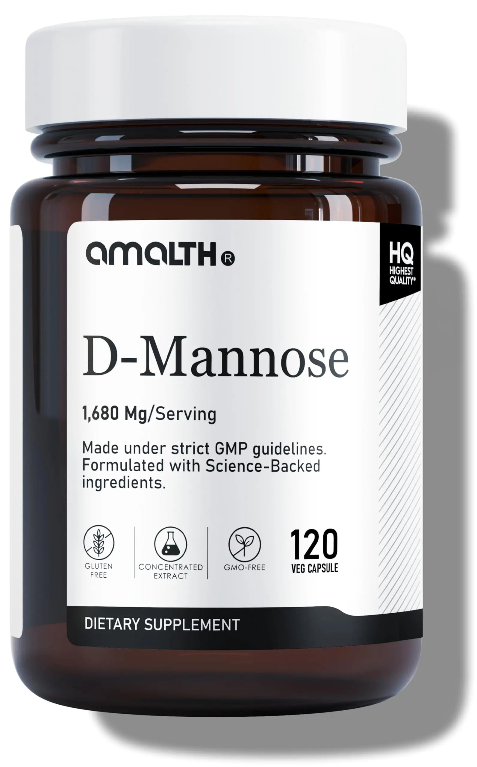 AMALTH D-Mannose Capsules 1680 mg per Serving, 120 Vegan Capsules, Pure Single Ingredient Mannose Supplement, Urinary Tract Support, UTI Wellness Support, Non GMO, Gluten Free AMALTHAu supplements