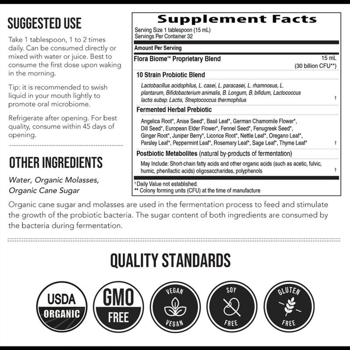 Auivty Flora Biome Live Probiotic Liquid, 3-in-1 Probiotic + Prebiotic + Postbiotic, 30 Billion CFU (at Time of Manufacture), 10 Strains, Fermented Herbal Blend with 18 Herbs, Shelf Stable, 16 fl oz AuivtyAu supplements