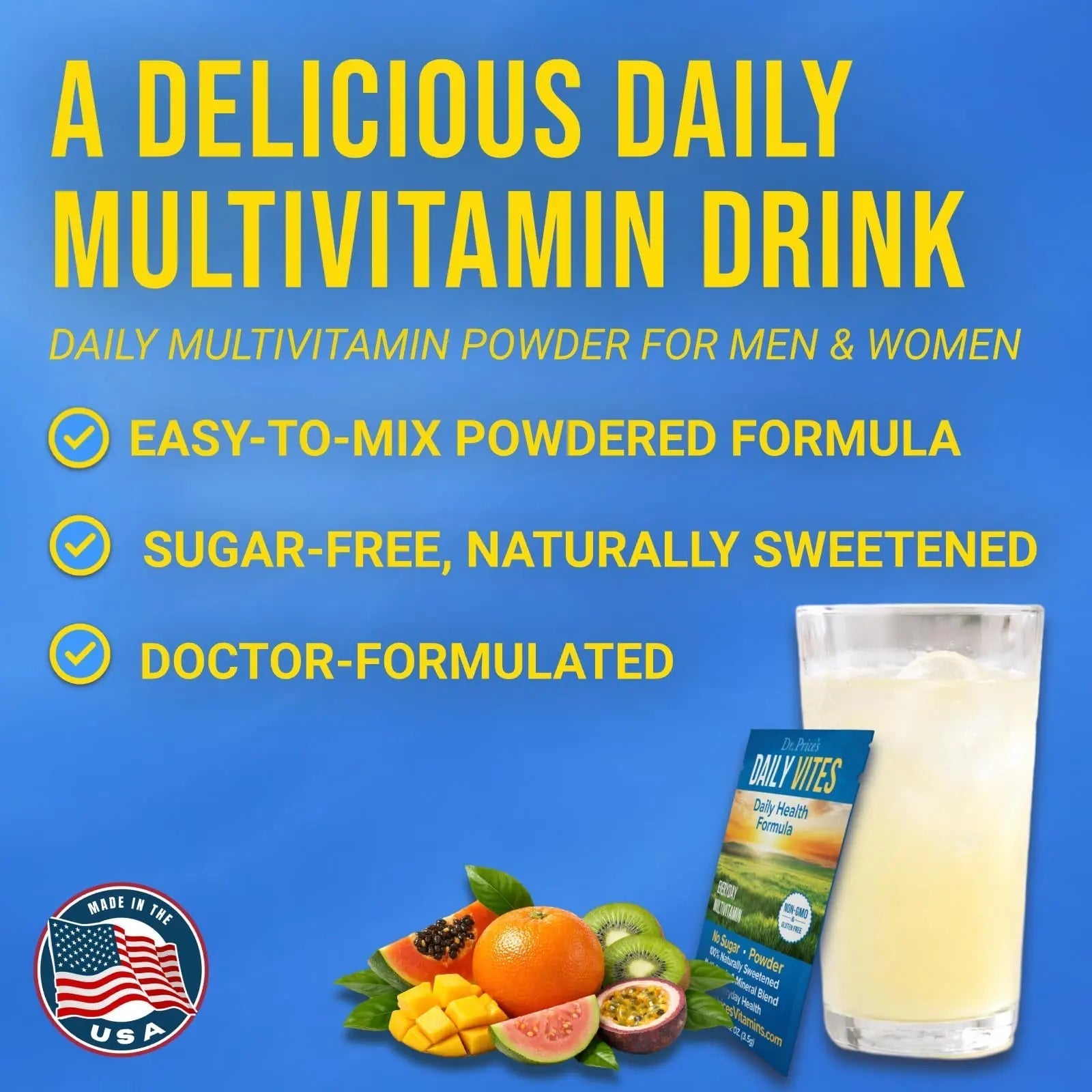 Dr. Price's Multivitamin for Women and Men | Tropical 30 Servings | Daily Supplement Powder with Vitamin C, B Complex & Minerals | Dr. Price's VitaminsAu supplements