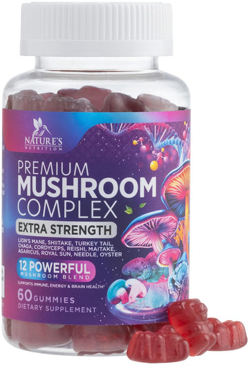 Mushroom Gummies Supplement 12 in 1 - High Grade Blend for Adults with Lions Mane, Reishi, Cordyceps, & Chaga Mushroom Complex Gummy, Memory & Immune Support & Nootropic Brain Supplements - 60 Gummies Nature's NutritionAu supplements
