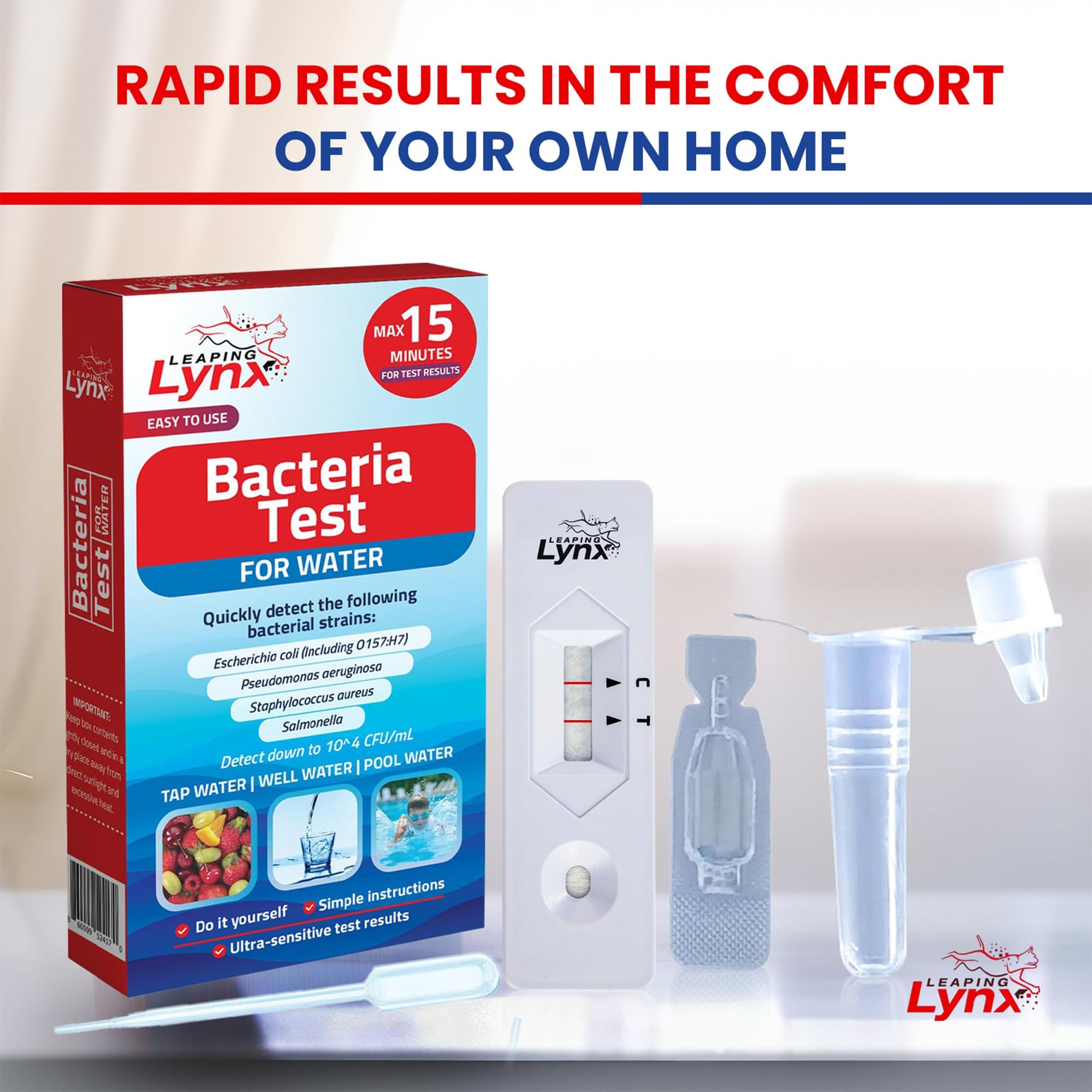 Bacteria Water Test Kit – Coliform, E. coli & Salmonella Detection for Well & Tap Water | Rapid Home Drinking Water Screening Kit with Lab-Quality Results | Leaping Lynx Leaping LynxAu supplements