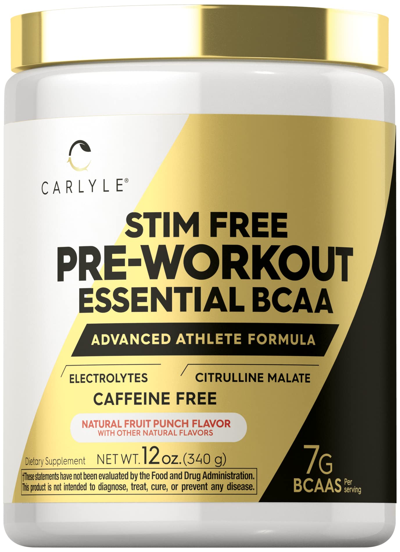 Carlyle Stim Free Pre Workout Powder | BCAA Amino Acids | 7g BCAA | Fruit Punch Flavor CarlyleAu supplements