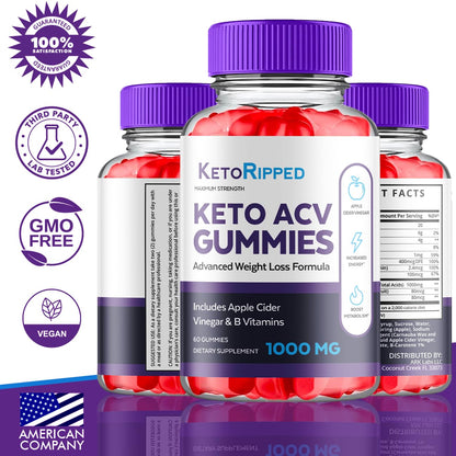 (5 Pack) Keto Ripped ACV Gummies, Keto Ripped ACV Gummies Advanced Weight Loss 1000MG Ark LabsUS supplements
