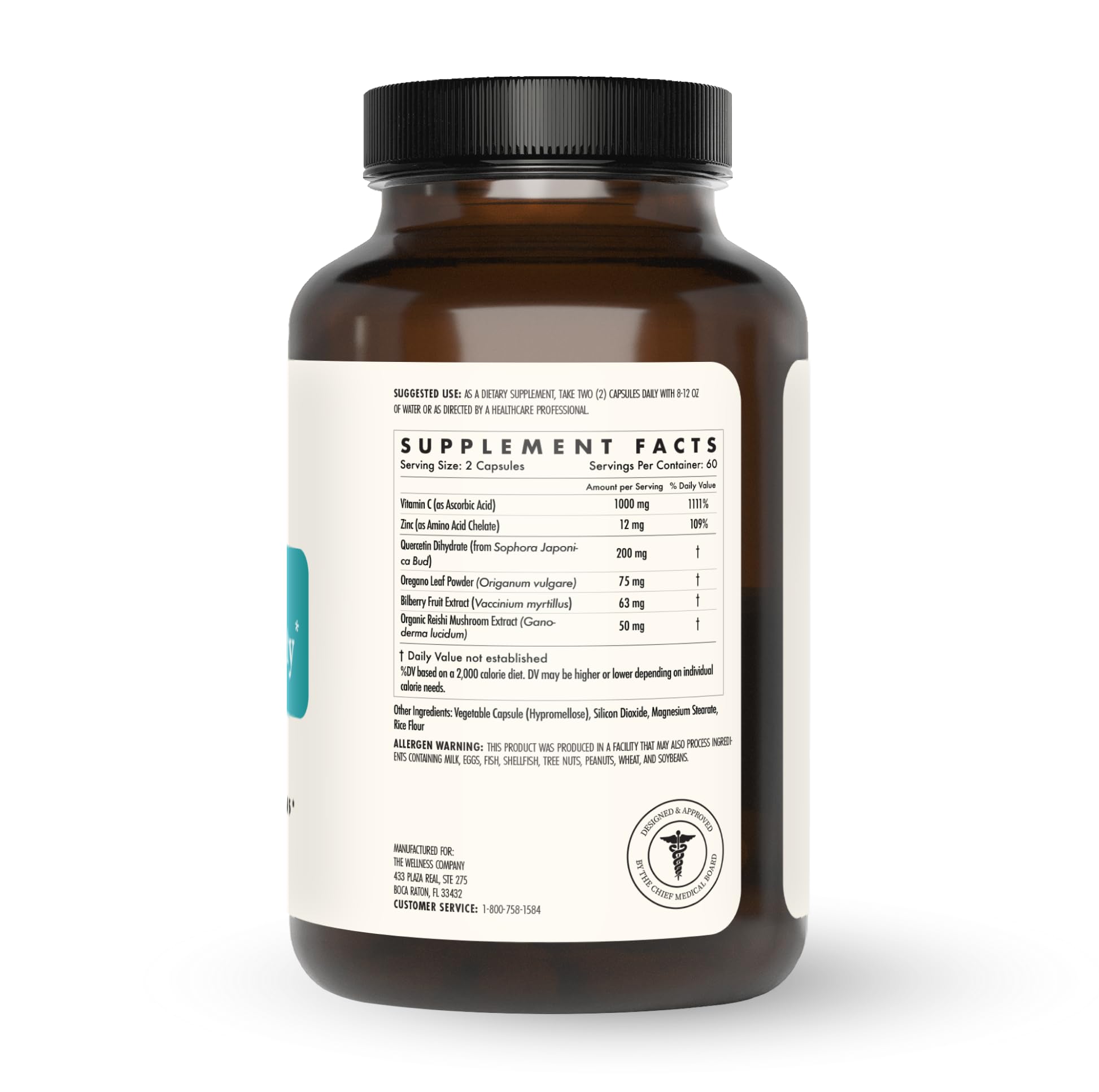Natural Immunity - Botanical Immune Boost, Targeted Nutrients, T-Cell Support - Oregano, Reishi, Zinc, Vitamin C, Quercetin | 120 (2 Month Supply) The Wellness CompanyAu supplements