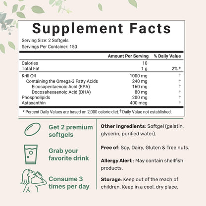 Micro Ingredients Antarctic Krill Oil Supplement, 1000mg Per Serving, 300 Soft-Gels Micro IngredientsUS supplements