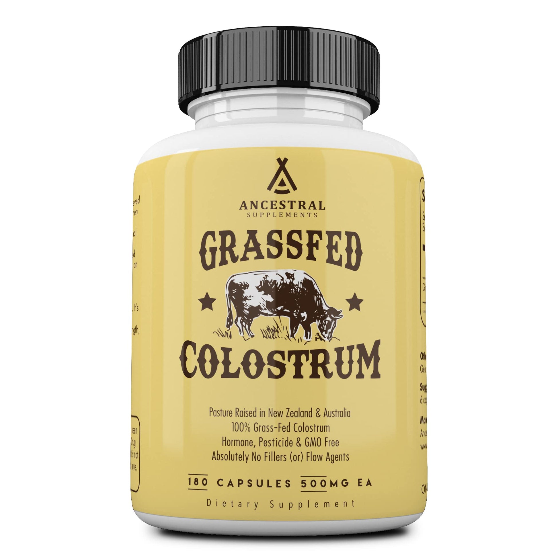Ancestral Supplements Grass Fed Beef Colostrum Supplement, 3000 mg, 180 Capsules Ancestral SupplementsUS supplements