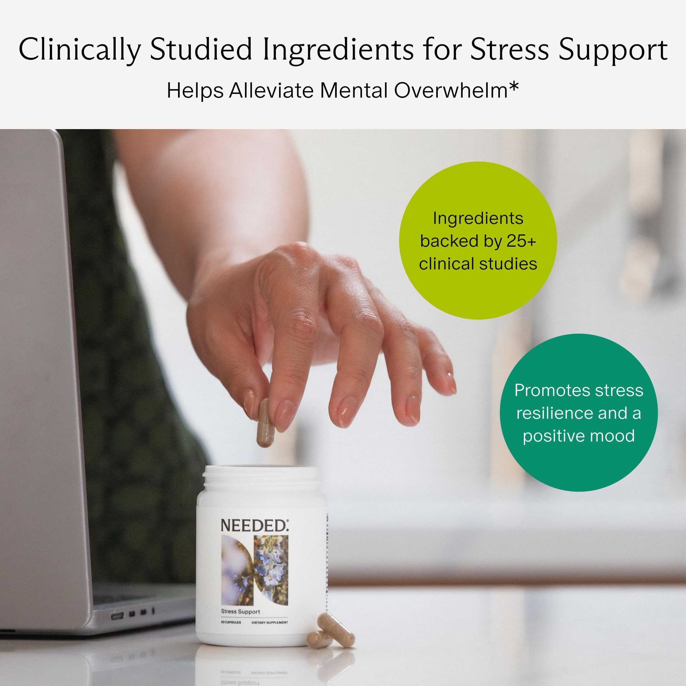 Needed. Stress Support - Herbal Blend Supporting Mood, Energy, and Hormone Balance for Women - Herbal Supplement of Shatavari, Ashwagandha, Rhodiola - Non-GMO - 30 Day Supply - 120 Capsules Needed.Au supplements