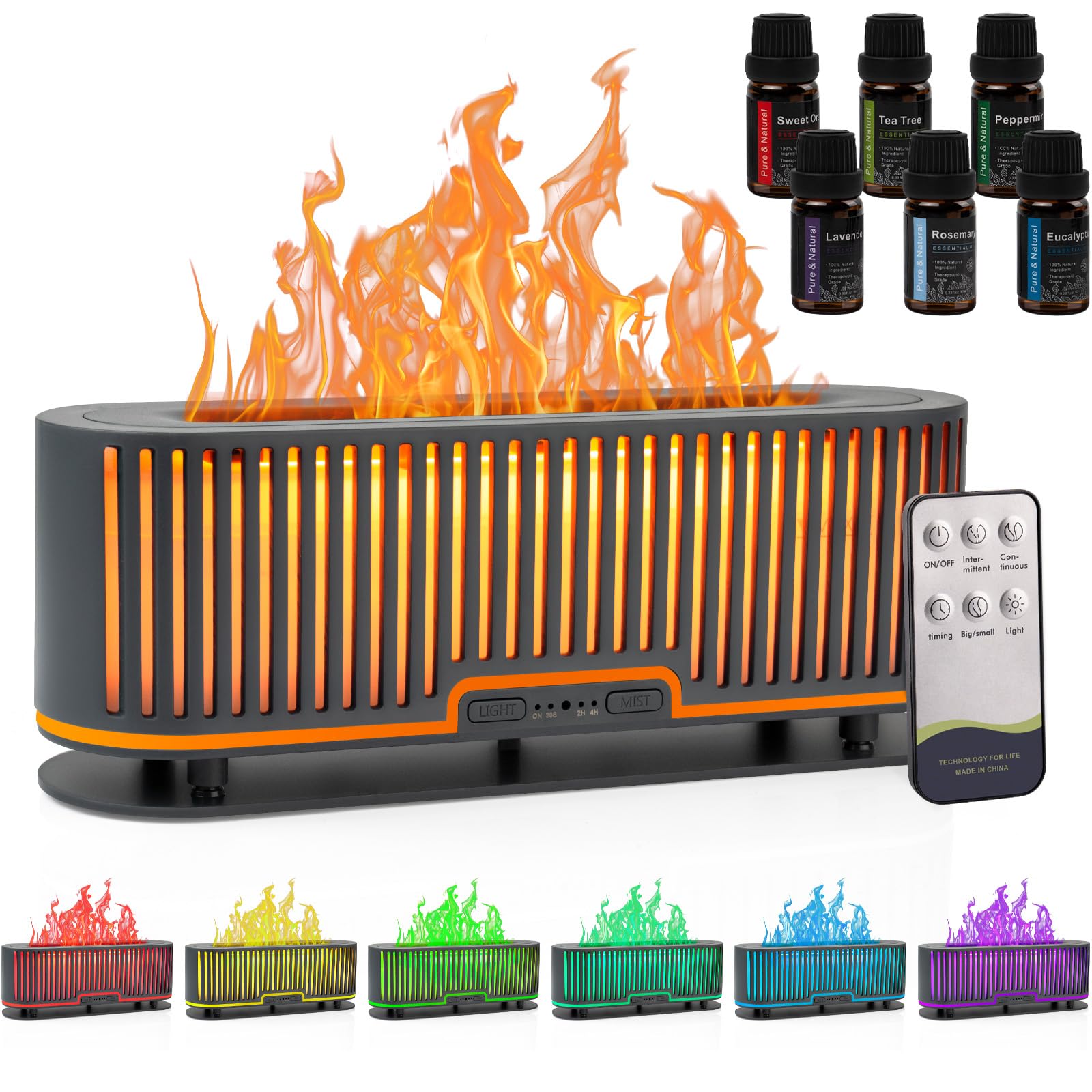 Comfynest Colorful Flame Fire Fireplace Diffuser with 6 Essential Oils Set, Ultrasonic 200ml Essential Oil ComfynestAu supplements