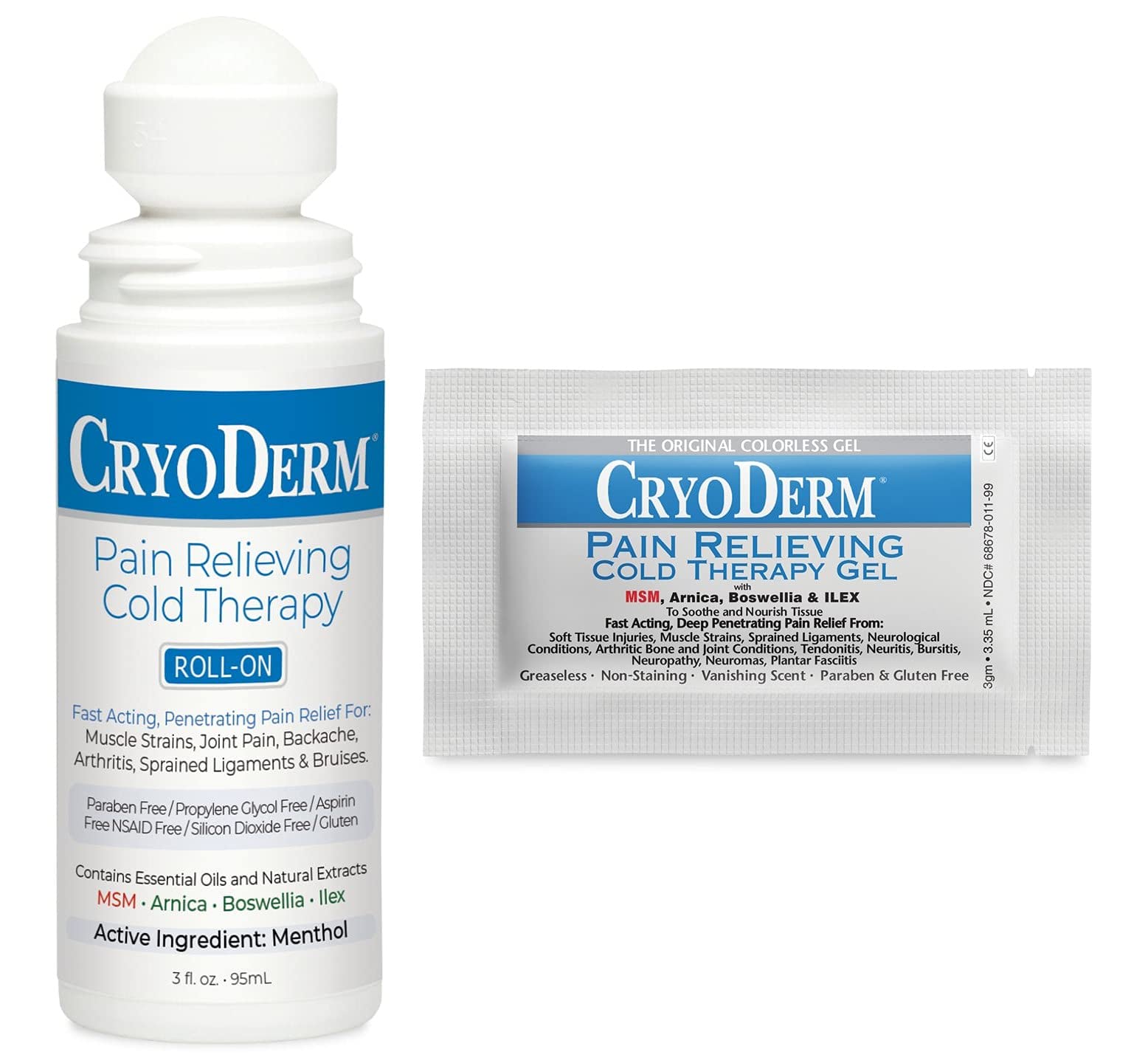 Combo Package Cold Therapy 3 oz Roll-On & 12 Packets CryoDermAu supplements