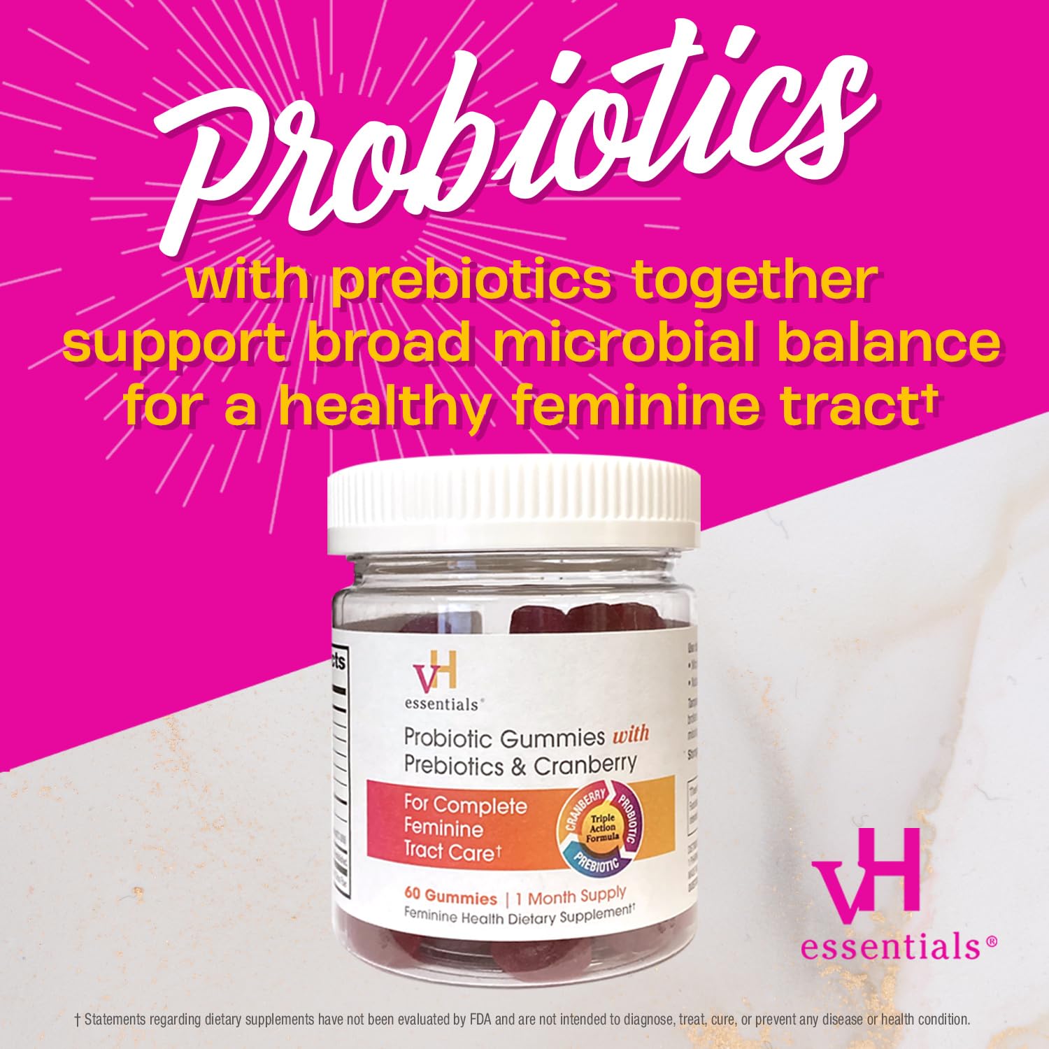 vH essentials Probiotic Gummies with Prebiotics & Cranberry, Concentrated Extract vH essentialsAu supplements