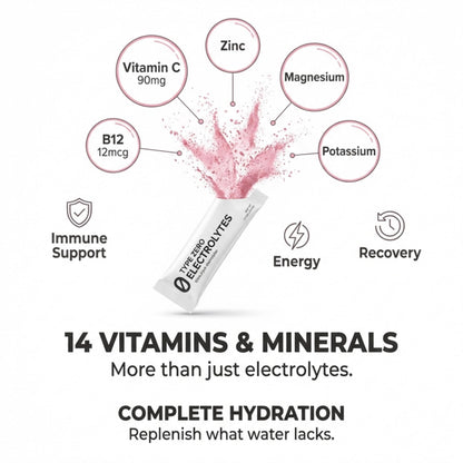 Type Zero Sugar Free Electrolytes Powder Packets + Clean Hydration Powder Stick Packs with 14 Vitamins and Minerals - Watermelon Flavor, 30 Servings Type ZeroUS supplements