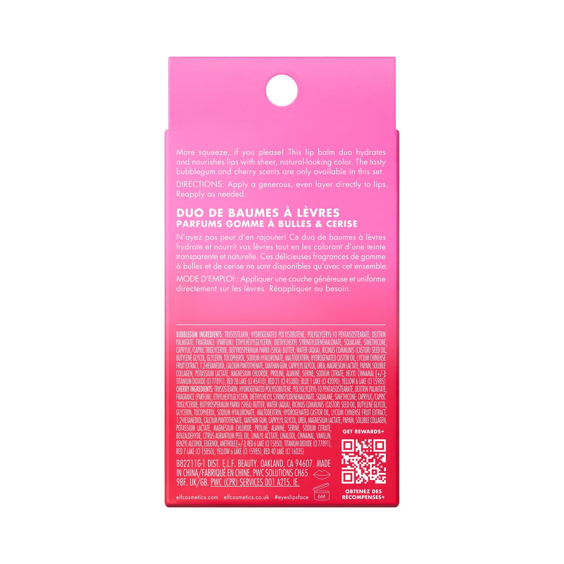 e.l.f. Squeeze Me More Lip Balm Duo, Moisturizing Balm For A Sheer Tint Of Color, Made With Hyaluronic Acid, Vegan & Cruelty-Free, Cherry & Bubblegum e.l.f.Au supplements