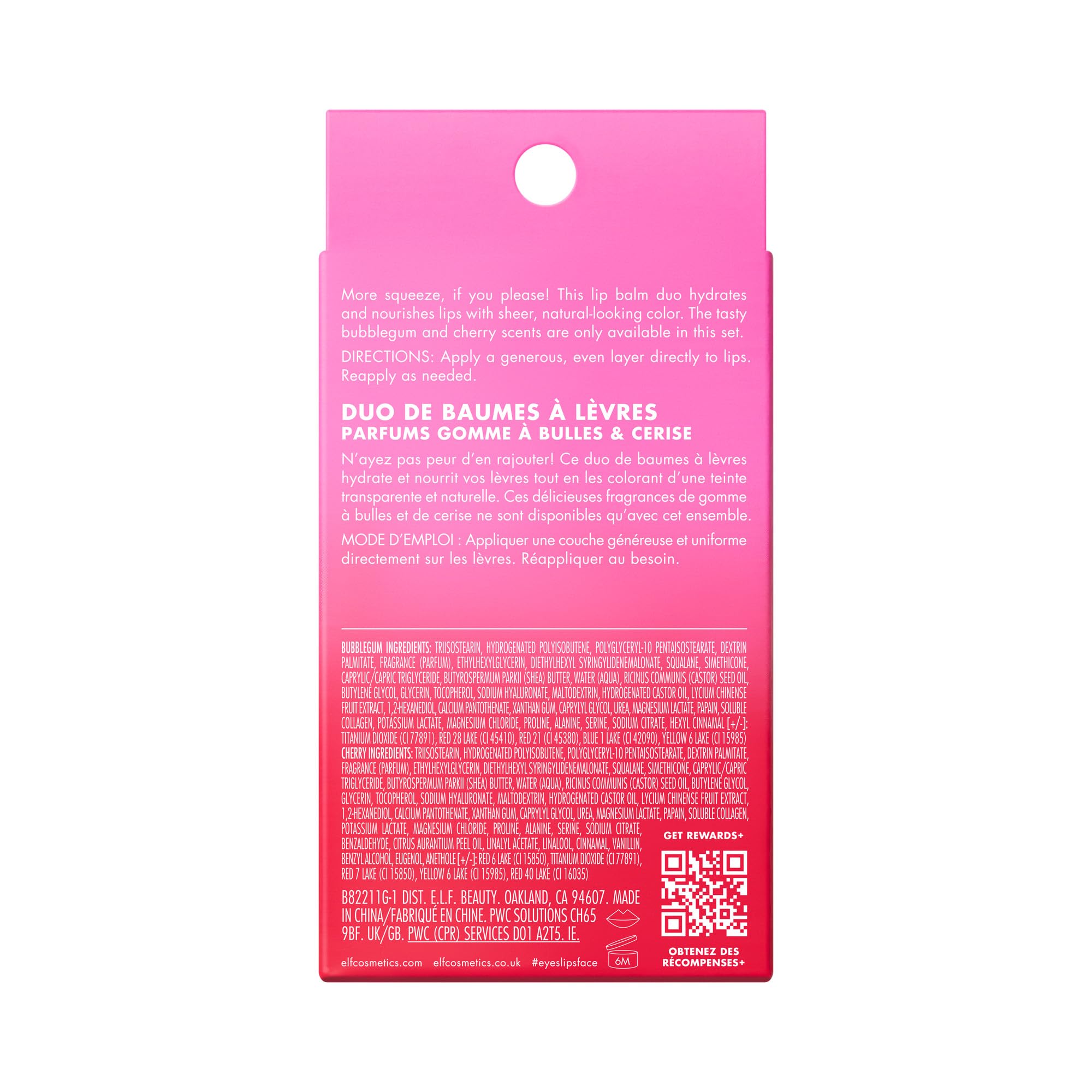 e.l.f. Squeeze Me More Lip Balm Duo, Moisturizing Balm For A Sheer Tint Of Color, Made With Hyaluronic Acid, Vegan & Cruelty-Free, Cherry & Bubblegum e.l.f.Au supplements