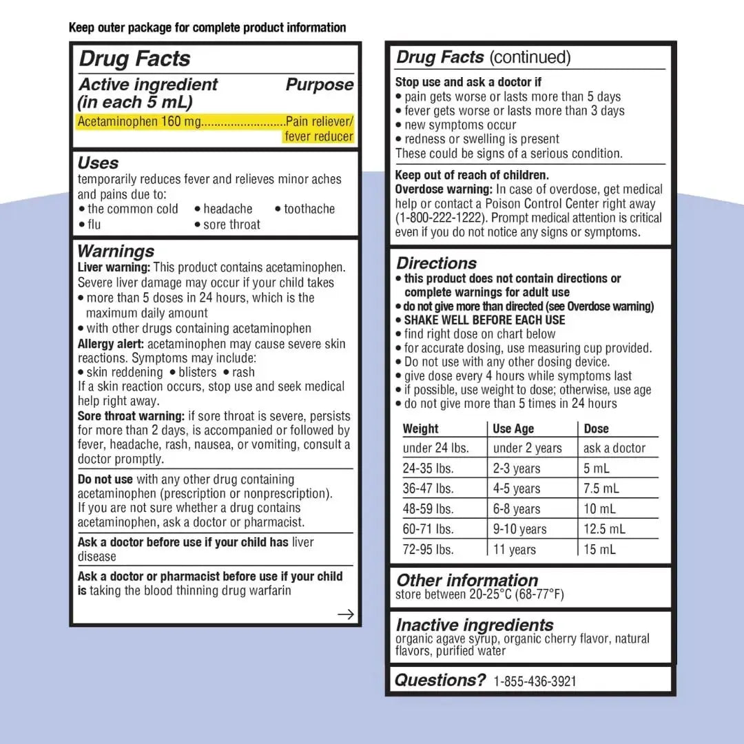 Genexa Infants' Clean Acetaminophen | Pediatrician Preferred Ingredients | Pain Reliever & Fever Reducer for Babies | Dye Free, 0% Artificial Additives | Delicious Organic Blueberry Flavor, 2 fl oz GenexaAu supplements