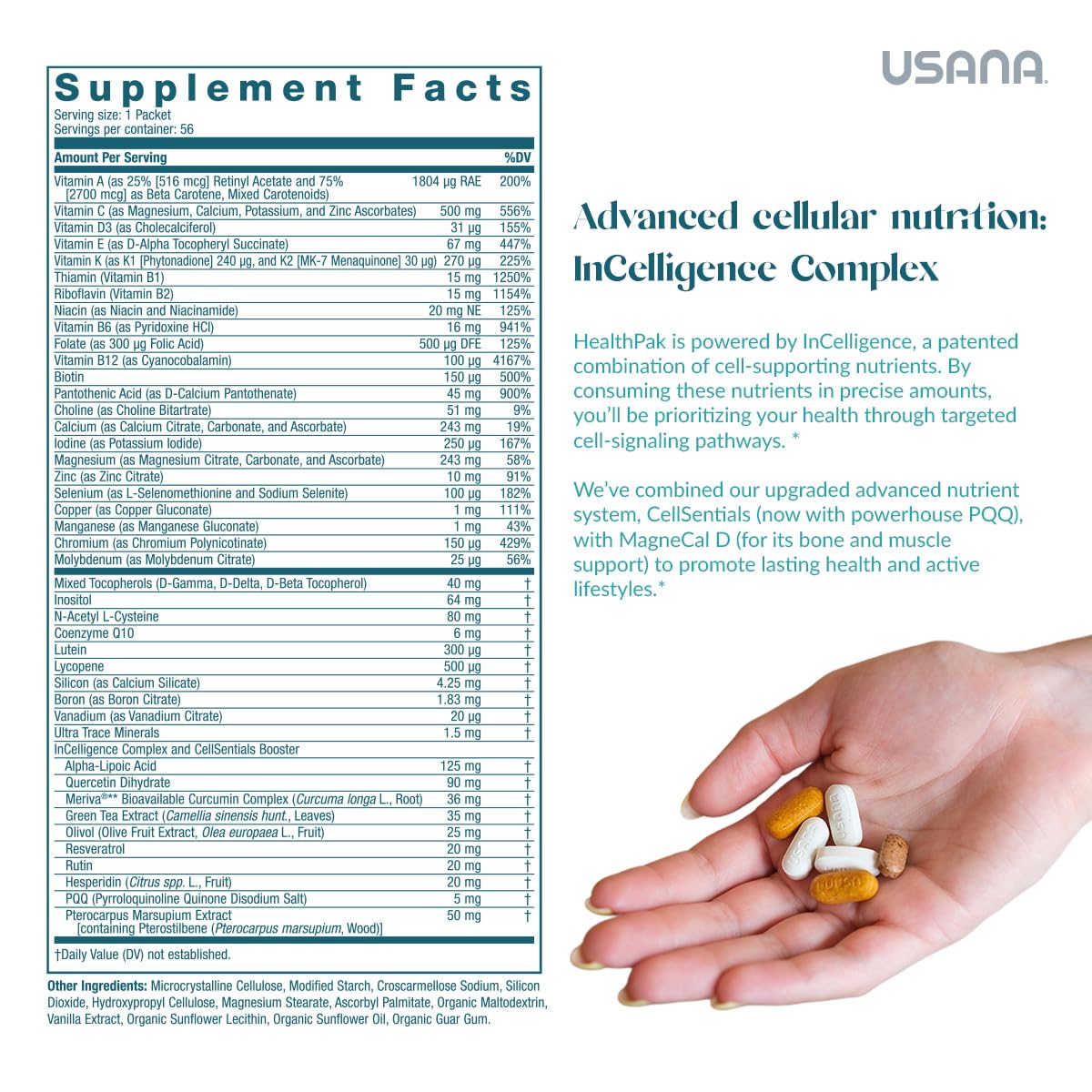 USANA HealthPak with InCelligence Technology and Essential Nutrients and Antioxidants to Support Total Body Health* – Convenient Daily AM/PM Packets – 56 Packets – 28 Day Supply USANAAu supplements