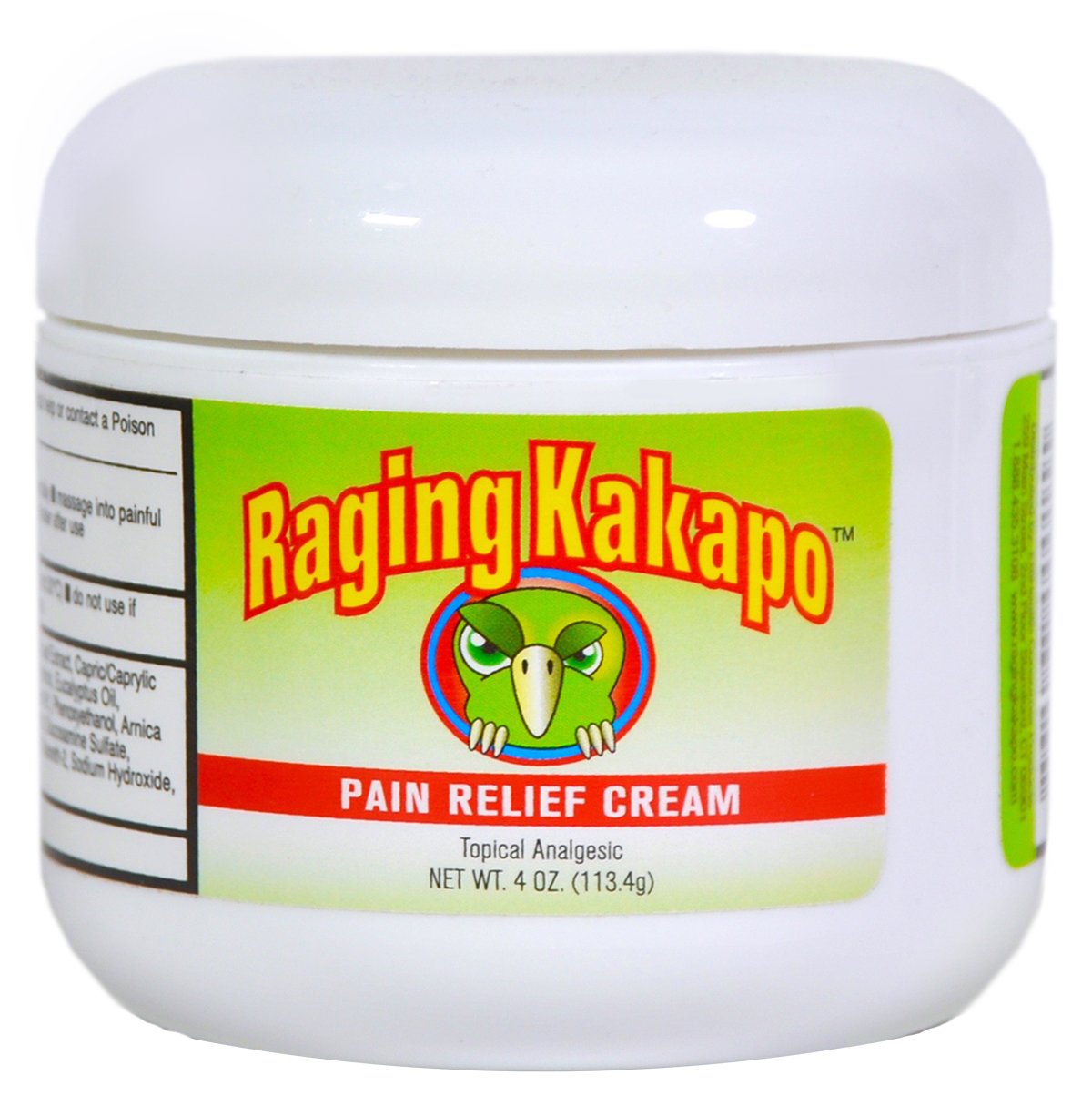 Raging Kakapo Pain Relief Cream - Sore Muscles, Joint Pain & Aches - Odor Free, Non-Greasy Pain Cream - Histamine Dihydrochloride, Capsaicin, Emu Oil & More - 4 oz. Jar Raging KakapoAu supplements