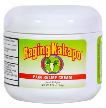 Raging Kakapo Pain Relief Cream - Sore Muscles, Joint Pain & Aches - Odor Free, Non-Greasy Pain Cream - Histamine Dihydrochloride, Capsaicin, Emu Oil & More - 4 oz. Jar Raging KakapoAu supplements